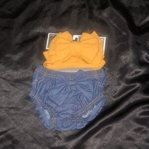 Whistling Willow Headwrap and Diaper Cover 0 to 6 months